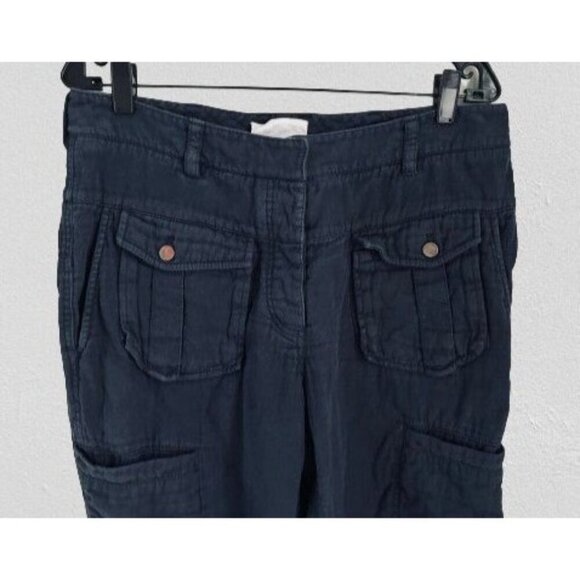 Philip Lim Cargo Pants High 10" Rise Cropped Casual Blue Pockets Size 8 - Picture 3 of 8